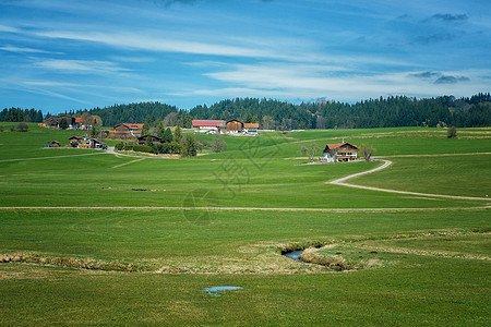 乡边 山区 绿草田和瑞典的住宅场地土地假期风景蓝色旅游森林国家高山公园图片