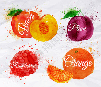 水果水 桃 草莓 梅 橙图片