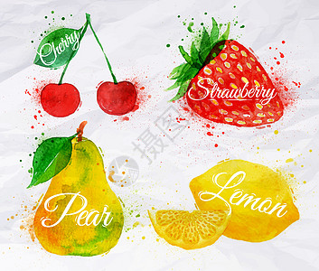 水果水樱桃 柠檬 草莓 梨图片