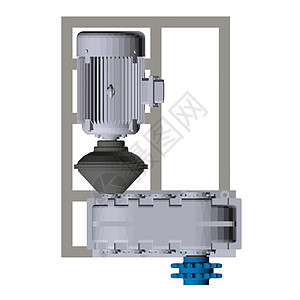 低聚聚体工业电动发动机 从上方查看 3D 矢量插图图片