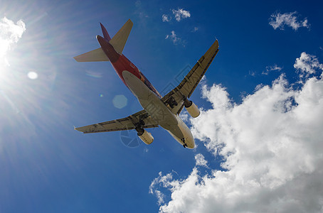 天空中的飞机日出日落跑道航空商业运输旅游空气航班喷射图片