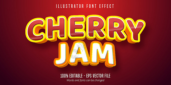 Cherry Jam 文本 3D 可编辑字体效果高清图片