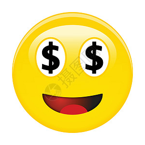 黄笑3D民主(moji) 用黑色的美元符号代替双眼和红张嘴 (3d Mouji)图片