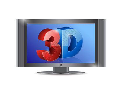 白色背景上的 3d tv 插图设计技术电视电脑反射水晶屏幕led展示蓝色三维é图片