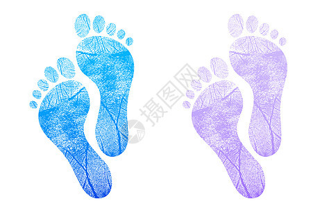 蓝色婴儿足迹 白色粉红色插图设计图片