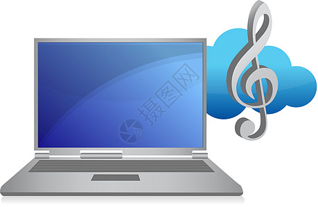 网上在线音乐概念插图设计图片