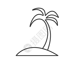 可编辑的简单图标 棕榈树岛图片