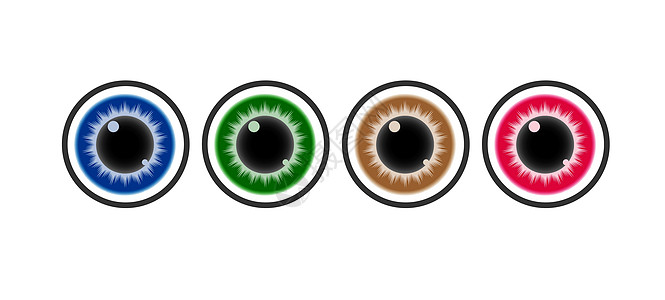 Eye 一组颜色矢量图标 网站的简单库存图标图片