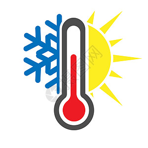 带雪花和太阳的温度计图标 天气寒冷或温暖 S礼物概念草图变体季节绘画控制库存温度空白图片