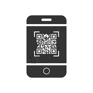 智能手机屏幕上的矢量 QR 代码图标高清图片