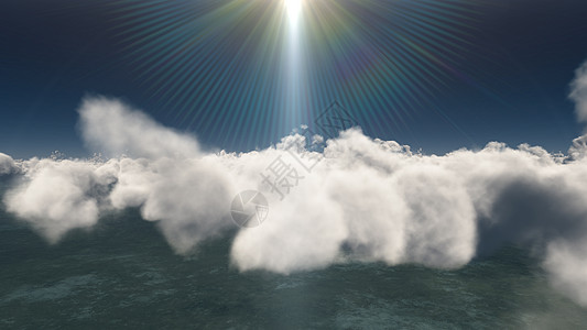 大云上方的飞翔 3D 显示阳光天空天气晴天航班蓝色自由飞机空气气氛图片