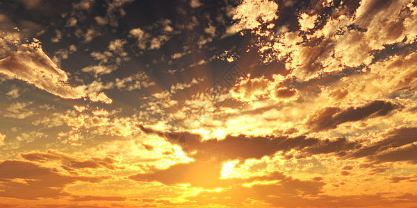 云效果日落日出与射线和其他大气效果 3d 它制作图案太阳地平线戏剧性天堂晴天太阳光高颜值场景橙子力量背景