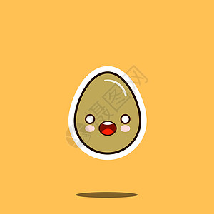 可爱的快乐蛋卡通人物孤立在白色背景矢量图上 有趣的快餐菜单图释脸图标 快乐的微笑卡通脸食物 滑稽的鸡蛋动画吉祥物符号图片