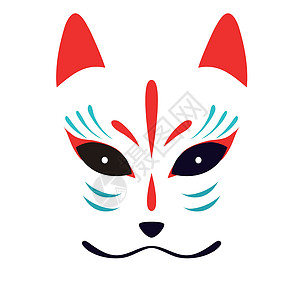 日本传统狐狸面具红色上帝艺术白色神话舞蹈文化宗教节日怪物图片