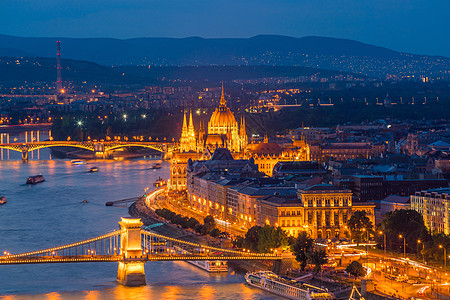 匈牙利布达佩斯的天际历史害虫地标爬坡堡垒旅游日落旅行议会城市图片