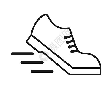 鞋子图标 细线 空轮廓 孤立在白色背腹角上图片