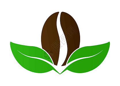 咖啡豆和植物叶子 Stylized矢量插图贴纸绿色空白库存咖啡绘画标识草图粮食概念图片
