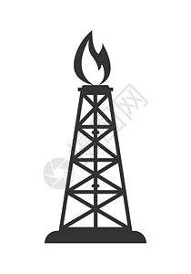 天然气或石油钻井平台图标 在白色上孤立的库存图示图片