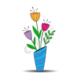 带花束的花团 彩色画组设计图片