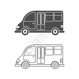 汽车或商用货车的一组矢量图标 简单设计库存旅行剪贴簿网站乘客商业运输草图空白绘画图片