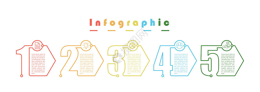 信息图 矢量模板 分五个阶段进行概念图表动力学行动商业信息量空白报告顺序绘画图片