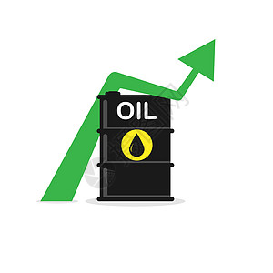 标有油和向上箭头的桶状石油金融图表交换库存价格动力学柴油机贸易绘画草图图片