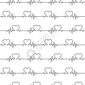 用于简单后背的心脏和心成像脉冲无缝模式插图绘画洞察力灵敏度情怀包装纸心脏病学空白变体草图图片