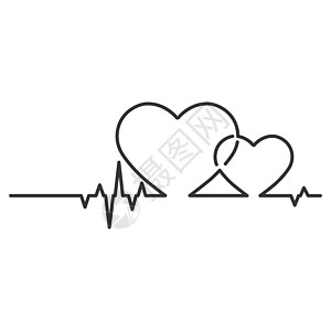 心脏和心血管脉冲 轮廓矢量插图草图绘画心电图库存手绘压力病人变体心脏病空白图片