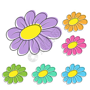 用于主题设计的多彩花朵集图片