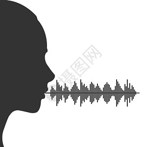 女性声音频谱 女性头部的声音频谱的轮廓记录变体体积收音机磁带绘画草图嗓音库存脉冲图片