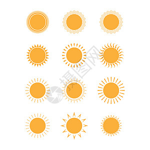 图标集 以彩色太阳元素集合粘贴标签图片