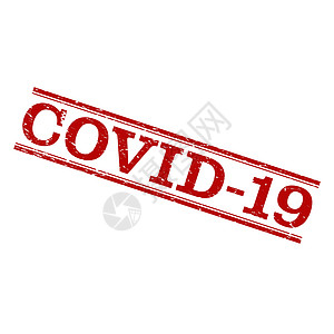 刻有COVID2019标记的印章药品警告并发症海豹邮票医院肺炎医生绘画插图图片