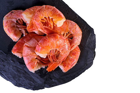 健康的饮食食物 煮熟的野虎虾 在桌子上的盘子上紧贴贝类红色烹饪海鲜美食营养动物餐厅黑色甲壳图片