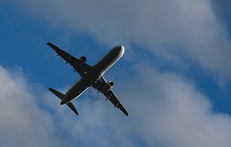 天空中的飞机假期旅游空气蓝色客机飞机场喷气运输太阳乘客图片