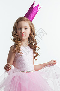 皇冠上的公主女孩快乐童话童年微笑女性派对喜悦戏服裙子孩子图片