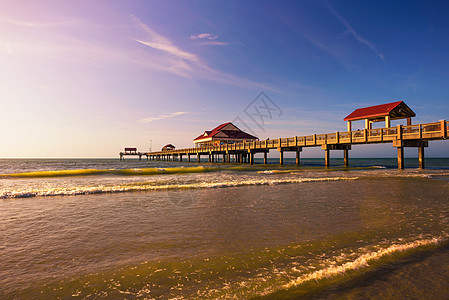 佛罗里达一个清水海滩上日落60号码头图片