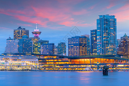 不列颠哥伦比亚温哥华市中心天线的美丽景色目的地旅游城市码头山脉全景海岸天际市中心建筑图片