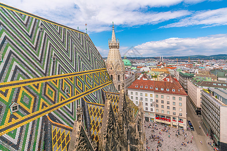 维也纳城市天线 空中从上方看正方形中心旅行历史性旅游游客建筑学景观全景大教堂图片