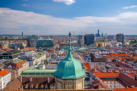维也纳城市天线 空中从上方看旅游教会游客天空大教堂历史建筑历史性景观天际图片