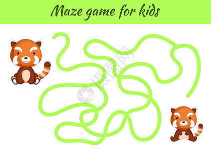 给孩子玩有趣的迷宫或迷宫游戏 帮助母亲找到路径活动学校教育乐趣解决方案拼图孩子们学习熊猫红色图片