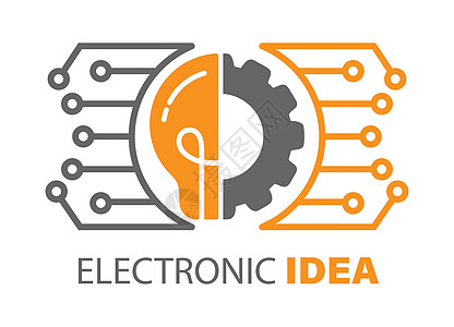 电子构思 灯泡和装置 可编辑矢量插图图片