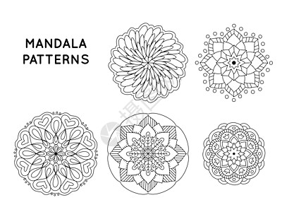Mandalas型号精神插图压力催眠填色本艺术传统装饰品植物注意力图片