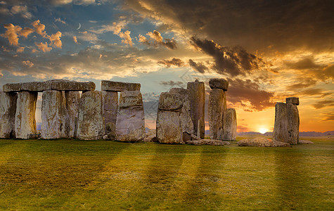 英国史前巨石柱古迹魔法日落圆圈天文学宗教考古学鸟类地标蓝色英语石头吸引力图片