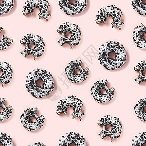 粉红色康乃馨粉红色背景顶视图上甜甜圈的优质无缝图案 平躺着美味的巧克力甜甜圈甜点早餐冰镇糕点海报小雨浇头磨砂食物面包背景