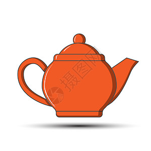 茶叶茶壶的简单彩色矢量图标图片