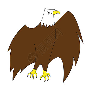 鹰翅膀Cartoon 颜色鹰轮廓 矢量颜色插图孤立设计图片