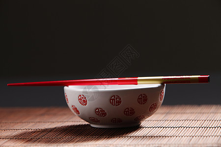 筷子和碗水平餐具文化用具背景图片