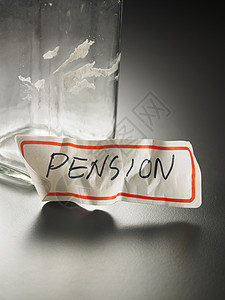 养恤金退休金养老金标签金融银行投资退休概念白色瓶子基金图片