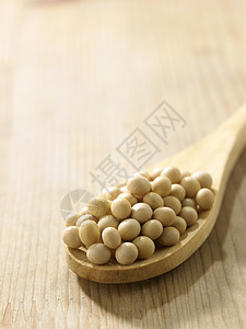 黄豆营养大豆蔬菜黄色豆子种子纤维食物勺子桌子图片