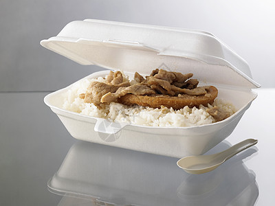 聚聚乙烯午餐盒小吃白色包装塑料勺子午餐工作室食物饭盒图片